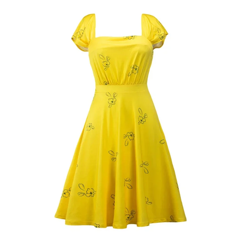 Костюм для косплея кино La Land Mia Женская одежда Хэллоуина карнавала желтое платье