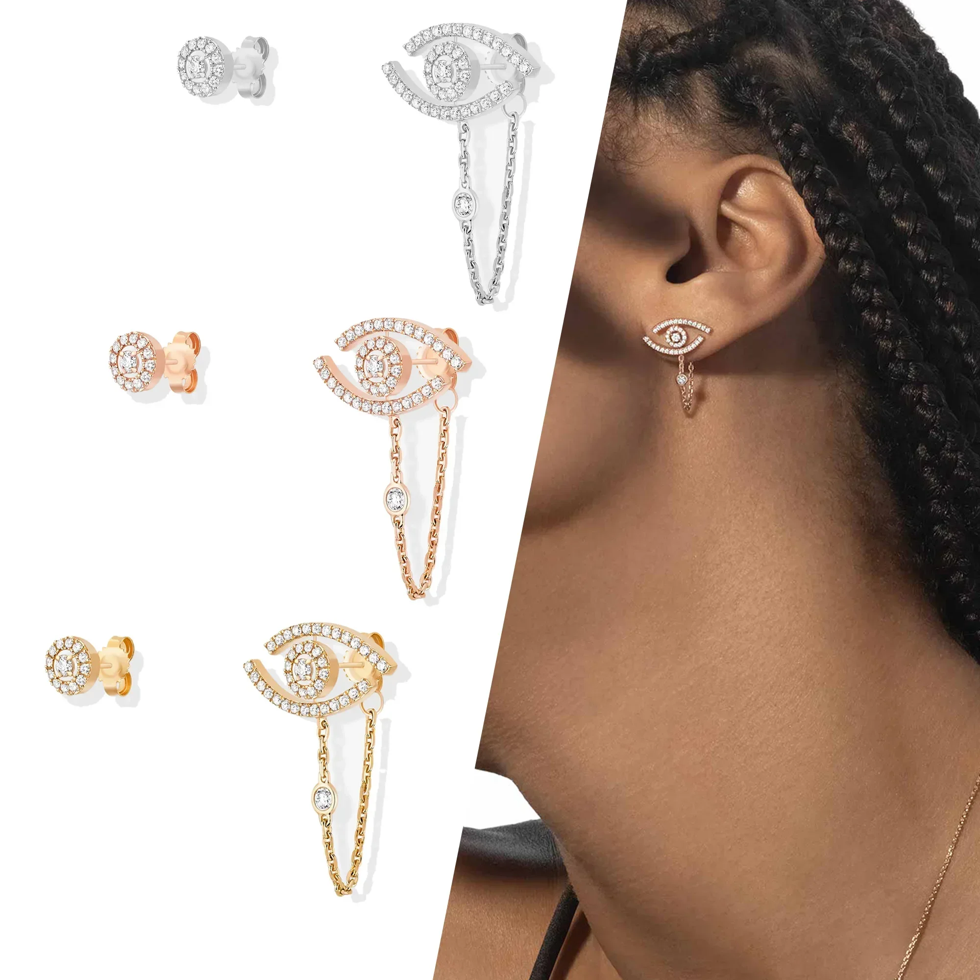 Блестящие серьги в виде демонических глаз из стерлингового серебра 925 пробы