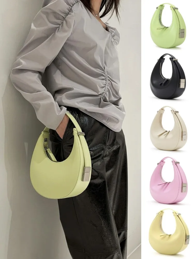 

Golf bag Korean mini crescent bag premium sense ins fashion cowhide hand-held one-shoulder armpit small round bag