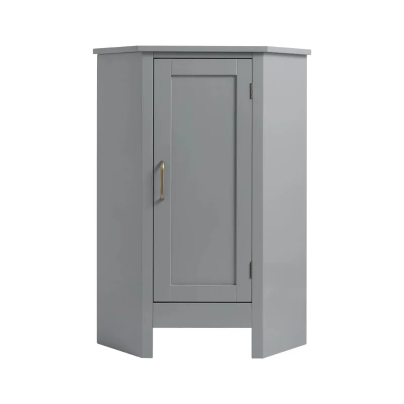 

Teamson Home Mercer Mid Century Modern Wooden Wedge-Shaped Corner Floor Storage Cabinet, Gray