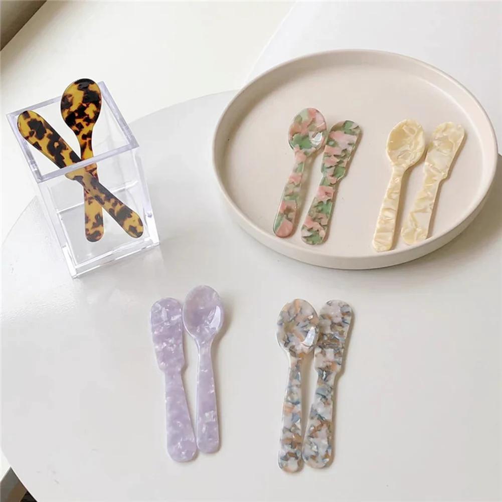 

Ins Style French Dessert Spoon Jam Butter Knife Tableware Acrylic Spoon Lovely Tableware Cute Spoon and Fork