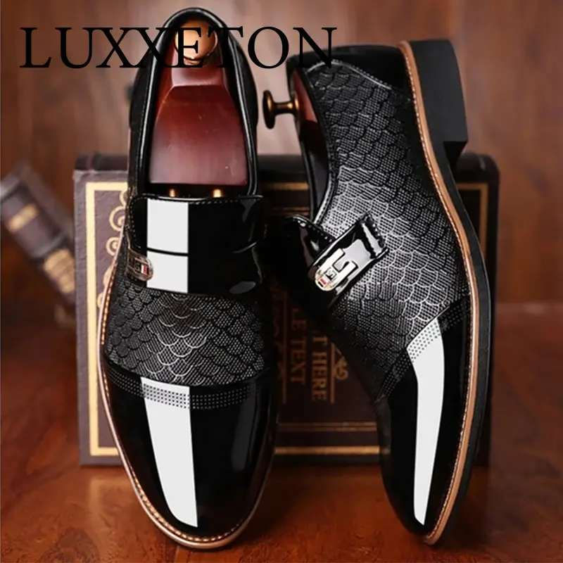 Men Leather Shoes Casual Dress Shoes Men Shoes Classic Fashion Luxury Men Shoes Wear-resistant Non-slip Men Shoes Solid Color