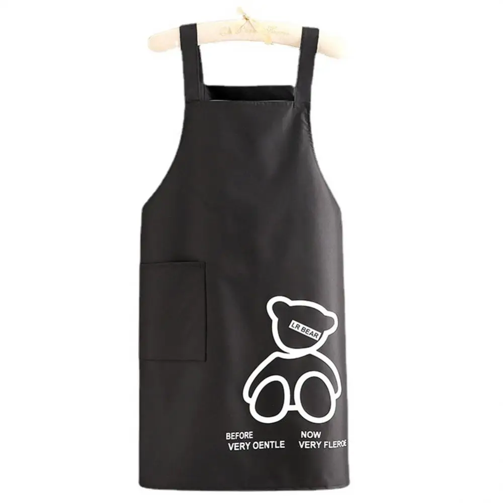 

Men's Women's Waterproof Oilproof Workwear Anti-oil Creative Cute Bear Apron Hanging Hand-wiping Kitchen Supplies Dining Aprons