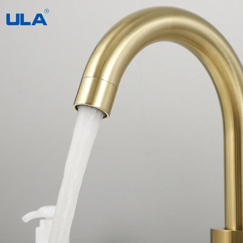 Золотистый Современный Смеситель для ванной комнаты ULA смеситель из нержавеющей