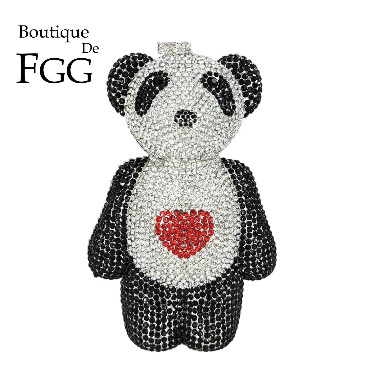 

Boutique De FGG Новый стоячий клатч с мишкой пандой, женские вечерние сумочки с кристаллами, вечерняя сумка-клатч со стразами