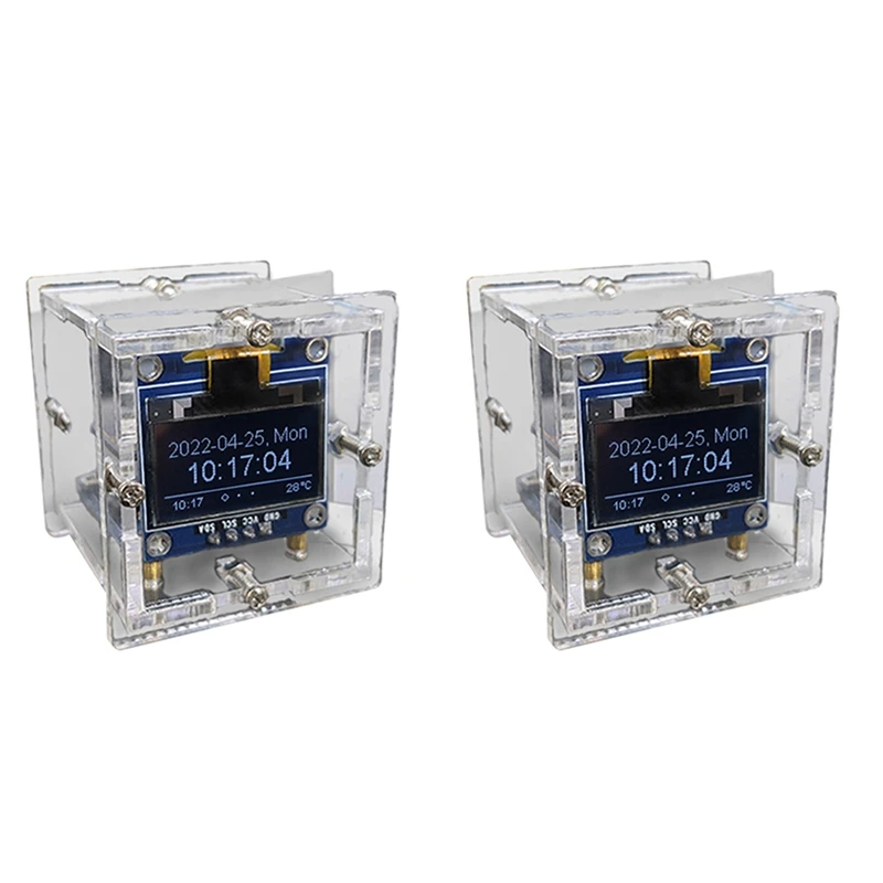 

2X ESP8266 DIY Electronic Kit Mini Clock OLED Display Connect With Shell DIY Soldering Project