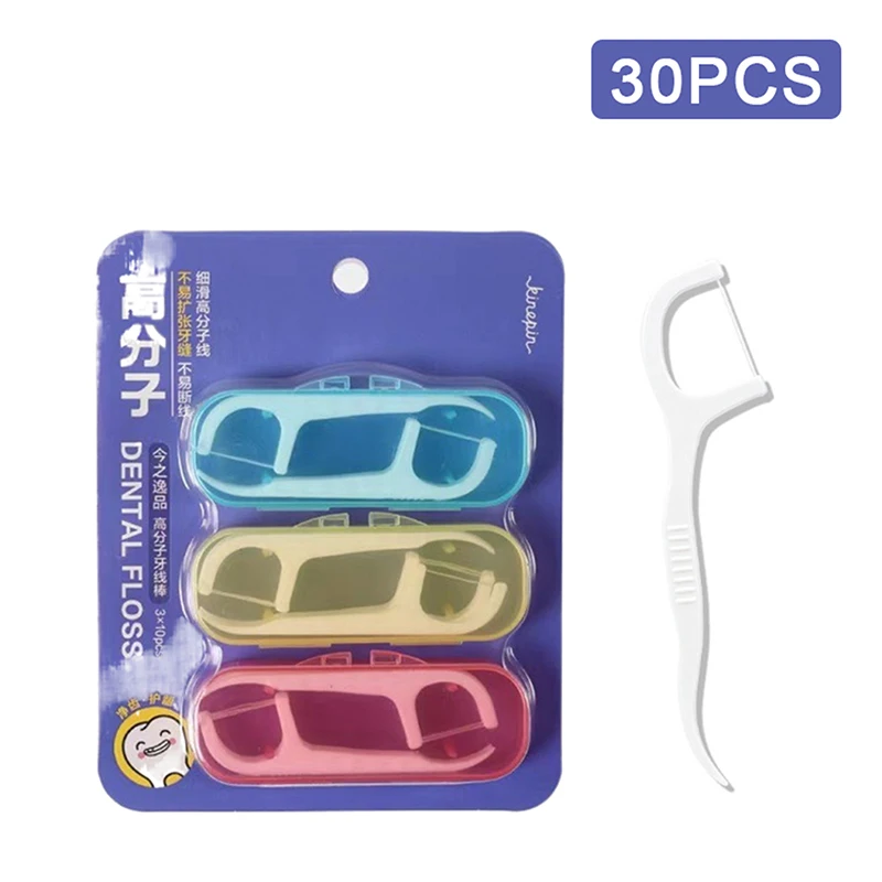 

30Pcs/3Box Floss Toothpick Set Interdental Brush Dental Floss Pick Portable Toothpick Floss Teeth Cleaner With Storage Tube