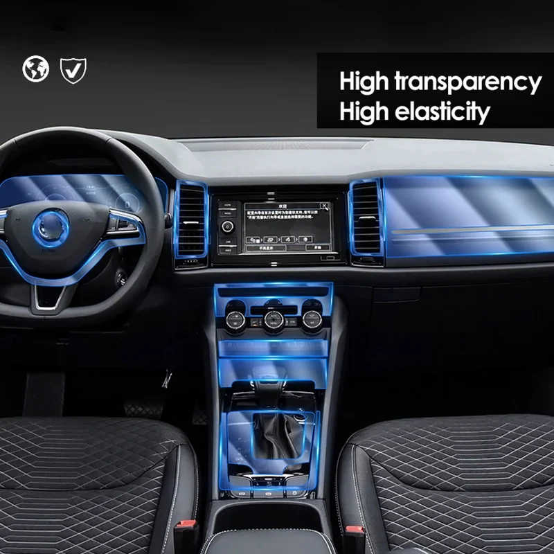 

For SKODA KODIAQ 2017-2021 Car Interior Stickers Speedmeter GPS Gearbox Transparent TPU Protective Film Anti-scratch Accessories