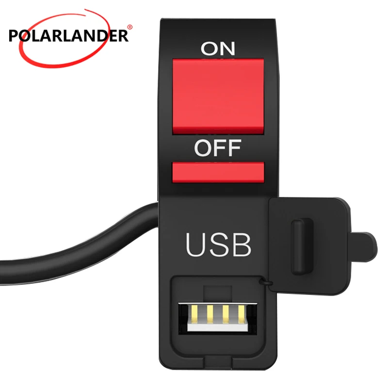 USB-переключатель для зарядки, 5 В, 2 А, USB, пластиковая светодиодная лампа, аксессуары для мотоциклов, синий цвет, Фотоэлементы 12 В постоянного тока