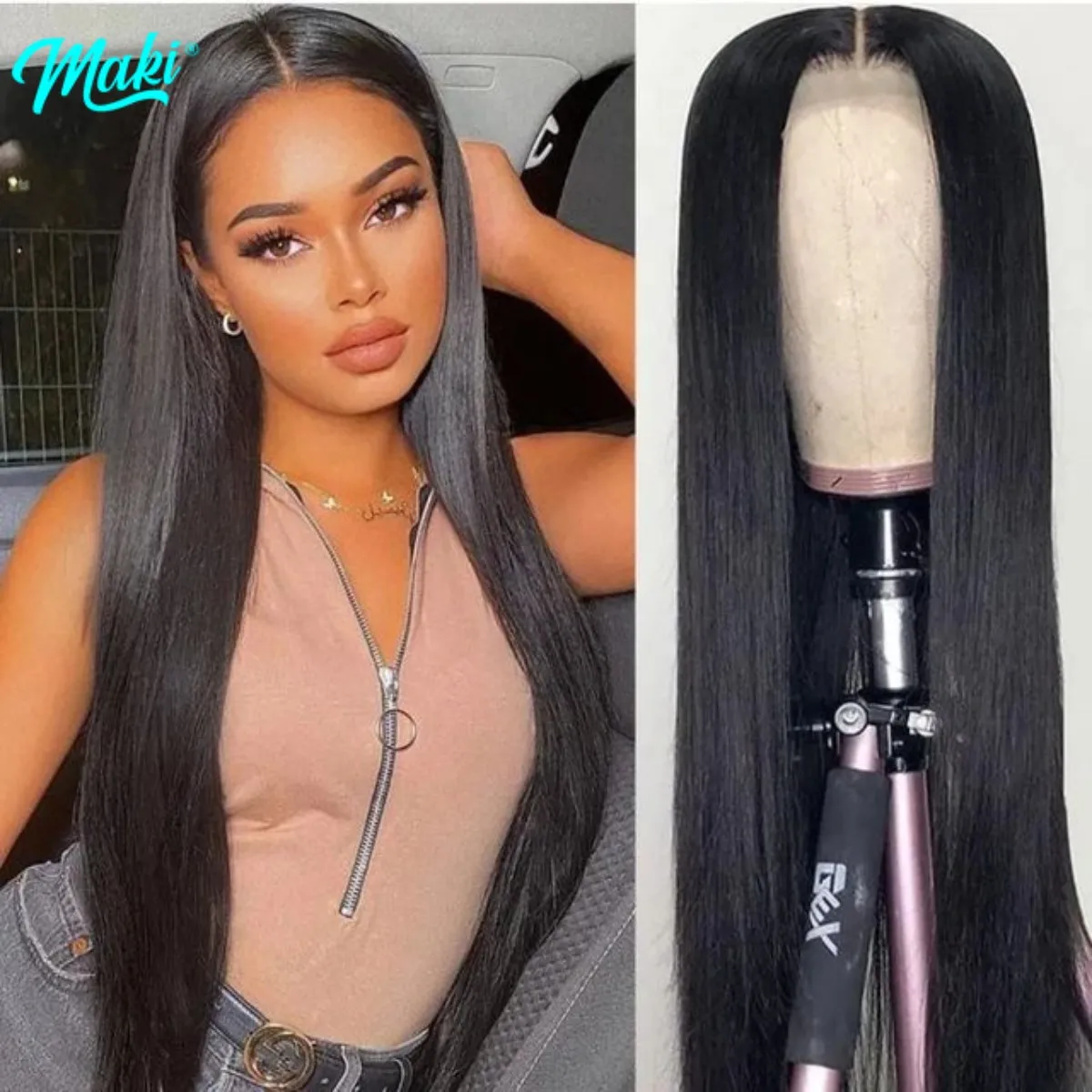 250 Density Straight Lace Front Wig 44 48 Inch Human Hair Wig Brazilian Hair Wigs for Women Pre Plucked 5x5 Lace Closure Wig