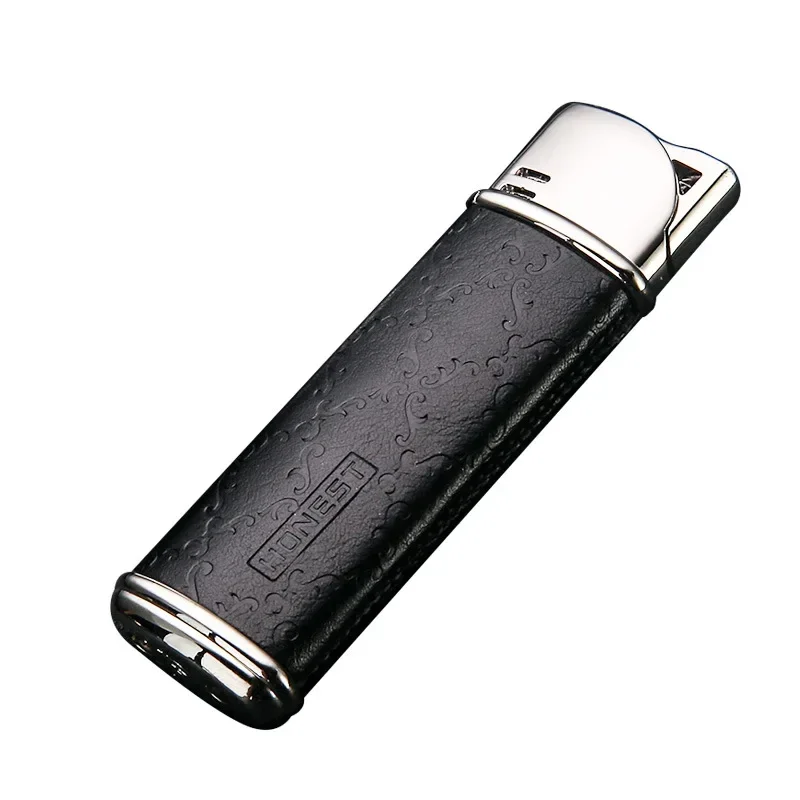 Фото HONEST Jet Torch, зажигалка, бутановая газовая кожа, металлические зажигалки для сигар с подарочной коробкой, прикуриватель без газа, Лидер продаж №4