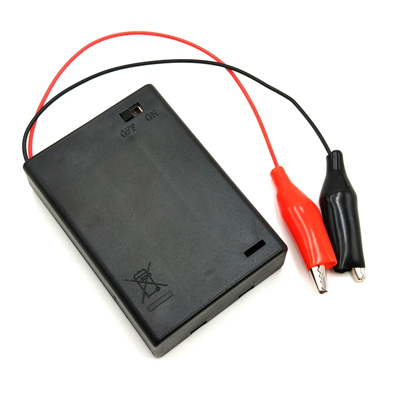 600pcs/lot 3*AA 4.5V Plastic Battery Holder Storage Box Case With Alligator Clips For 3 x 1.5V AA Lithium Batteries Cover
