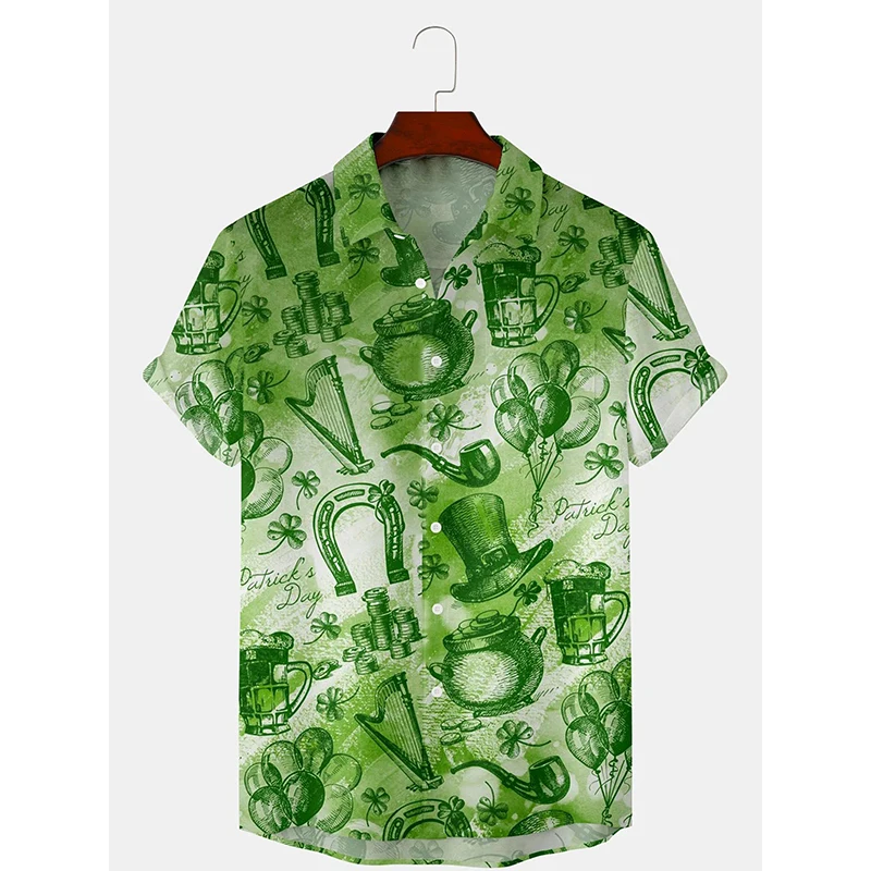 

Men's St. Patrick's Day Printing Men‘s Short Sleeve Tee Shirt Blouse Tops