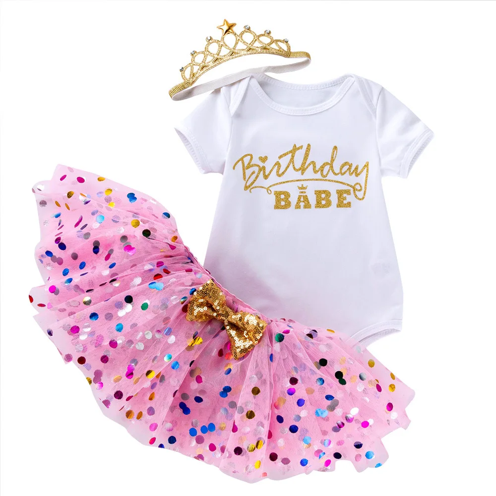 Baby Girl Clothes Newborn   0 3 Months Letter Romper with Tutu Skirt  Shoes First Birthday Cake Smash Outfit