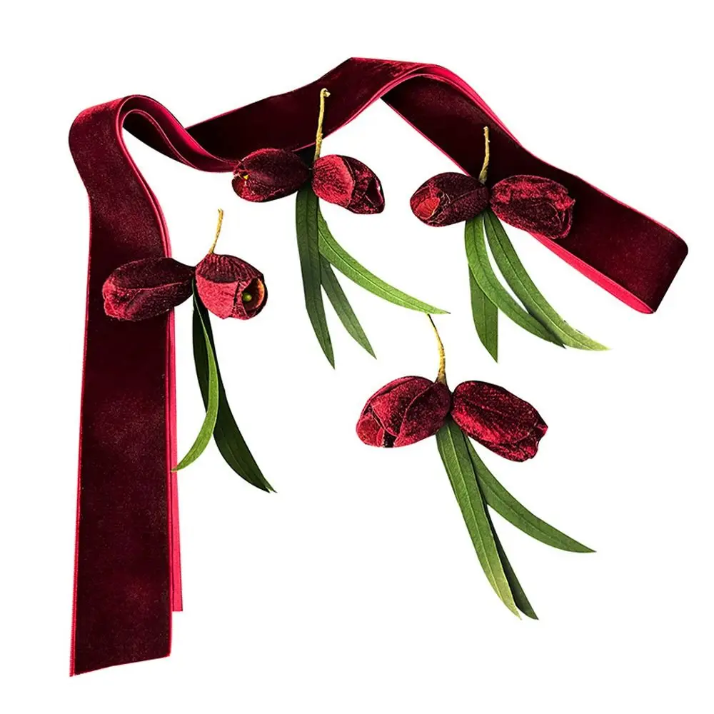 

Headscarf Tulip Braided Hair Bands Flower Party Headdress Korean Headwear Velvet Women Hair Bands Brid Wedding Headband