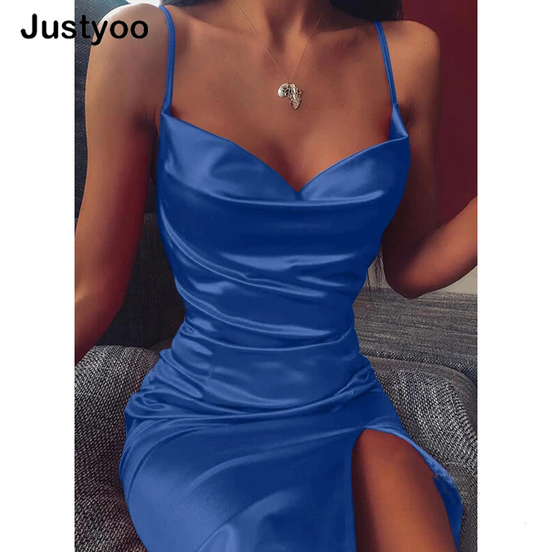 

Новое атласное мини-платье на бретелях-спагетти, женское сексуальное Вечерние легающее вечернее платье с открытой спиной и перекрестной шн...