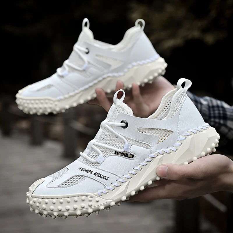 Мужские сетчатые кроссовки темно-синие дышащие для бега повседневная