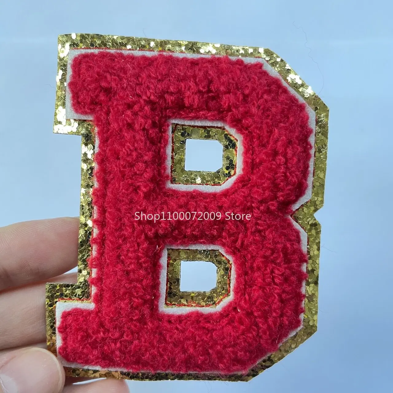 8CM Red Chenille Letters Patches Iron on Towel Embroidered Felt Alphabet Glitter Sequins Heat Adhesive Applique DIY Accessories - купить по