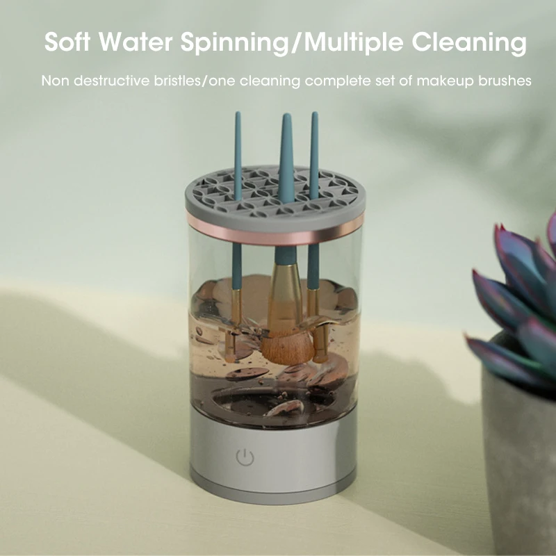 Электрическая подставка для макияжа USB зарядка 3 в 1 стеллаж косметики щетка