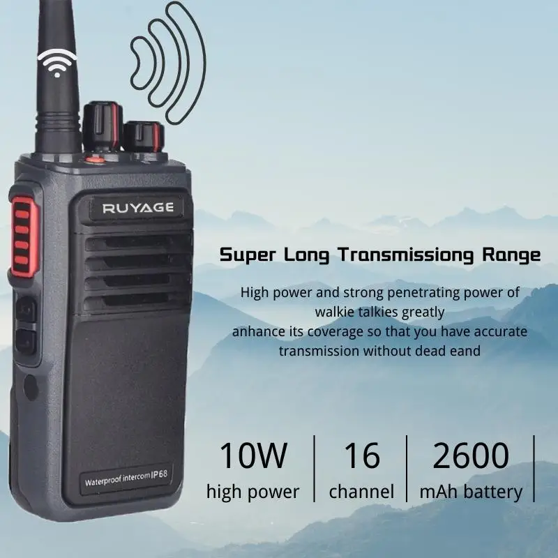 IP68 Waterproof Walkie Talkie Ruyage T20 10W Radio Receiver Long Range Two-Way Radio Station for Factory Farm Warehouse 3KM