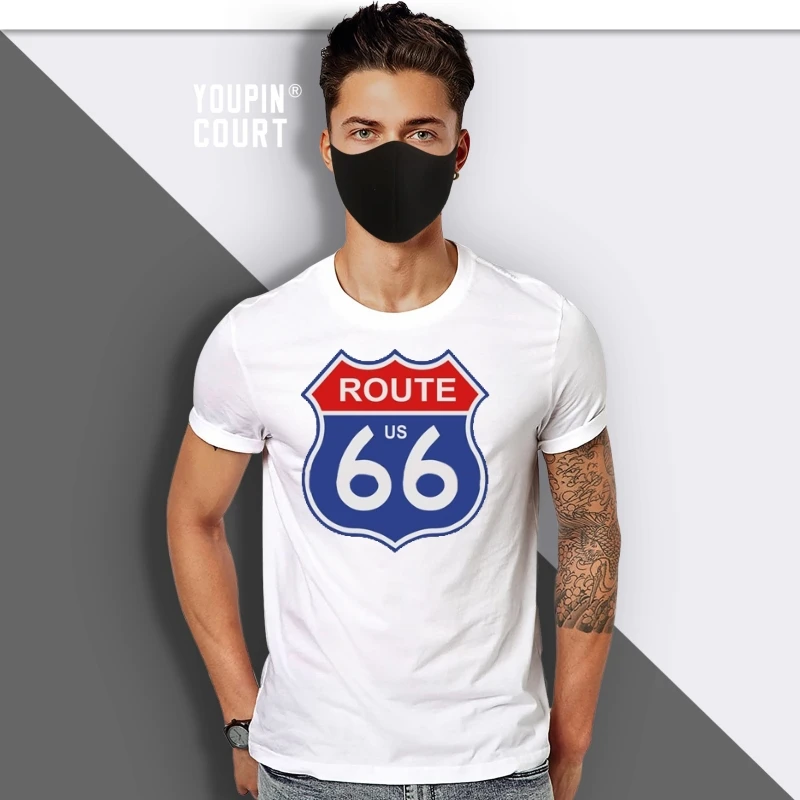 

fashion men t shirt Outfit route 66 t shirts Short Sleeve gents printed S - XXXL HipHop Tops clothing