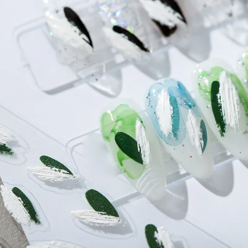 

Бело-черный цветной пластырь с любовным сердцем рельефные рельефы 5D самоклеящиеся декоративные наклейки для дизайна ногтей 3D наклейки для ...