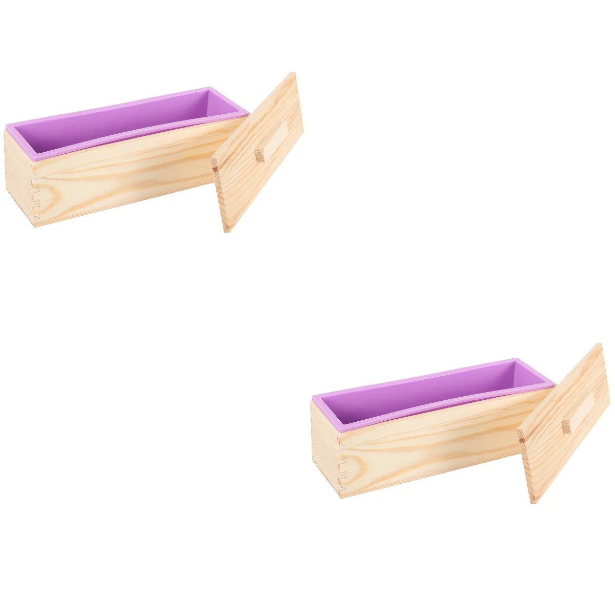 

2 Sets Wood Loaf Container Rectangle Reusable Toast Box Lidded Soap Storage Box