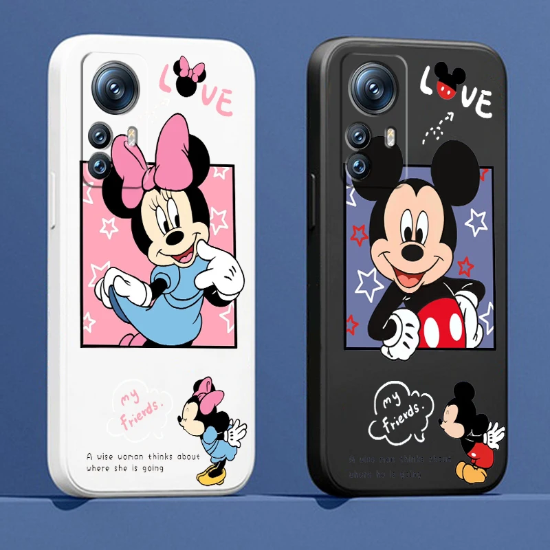 

Phone Case For Xiaomi Mi 13 12S 12 12X 12T 11i 11T 11 10 10S 10T Pro Lite Ultra 5G Luxury Mickey Minnie Mouse Liquid Rope