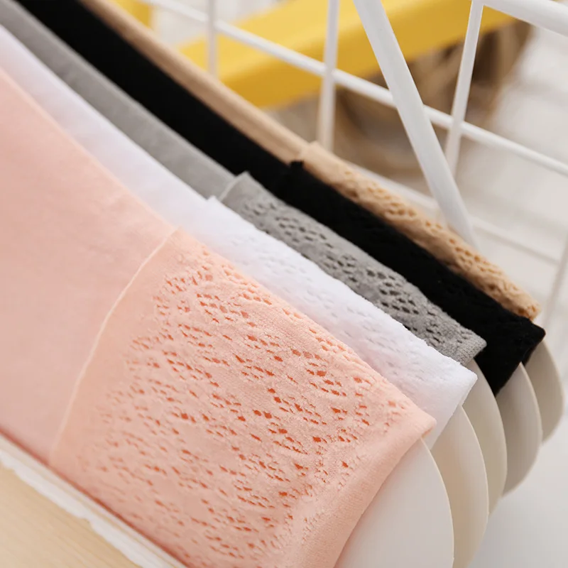 5 Pairs Summer Nylon 2 Finger Socks Woman Girl Lace Mesh Breathable Thin Solid Elastic Loose No Heel Harajuku Silk Socks Toes