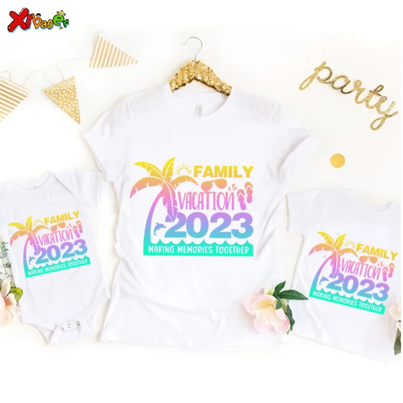 Family Vacation 2023 T-Shirt Customize Shirt Family Matching T Shirt for Birthday Clothes Baby Outfits Personalized Name Onesie