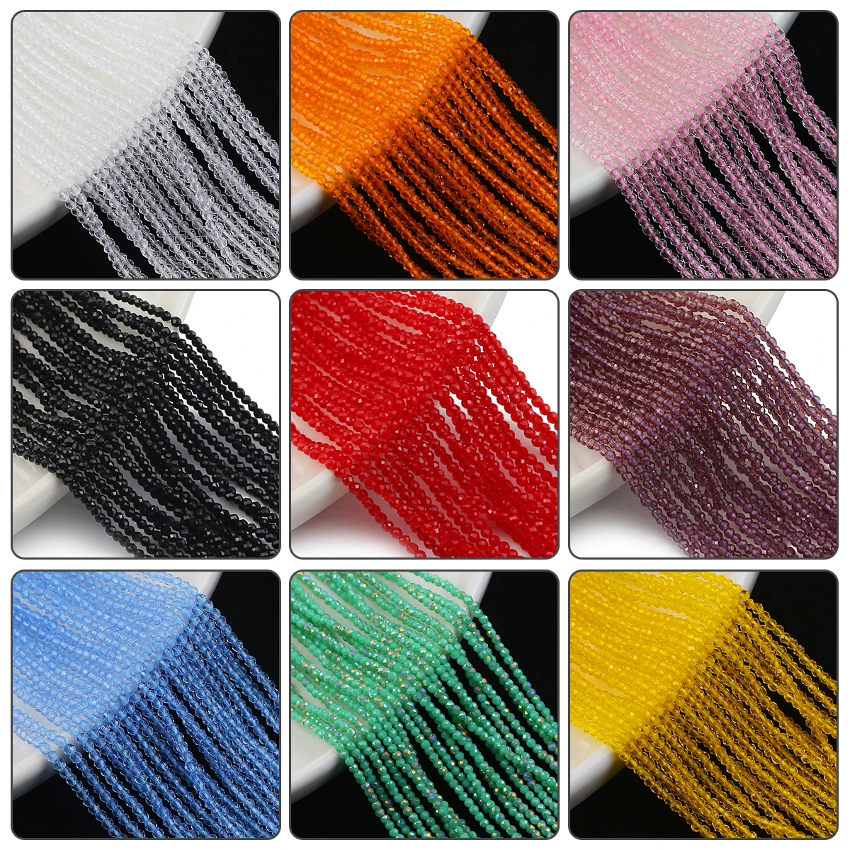 Бусины стеклянные граненые для бижутерии 2 мм 180 шт.