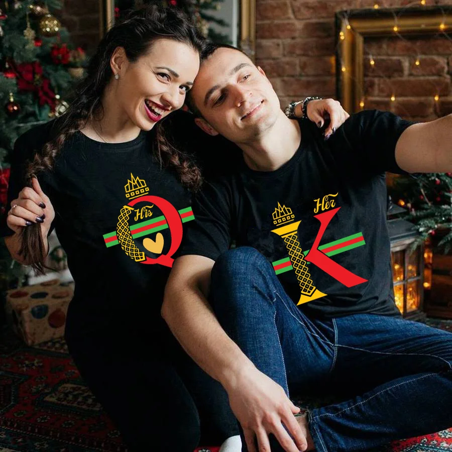 

T Shirt Men Women Summer Her King King Queen and His Queen King Queen Couples Lovers Matching Set Harajuku Couple Tees Clothes