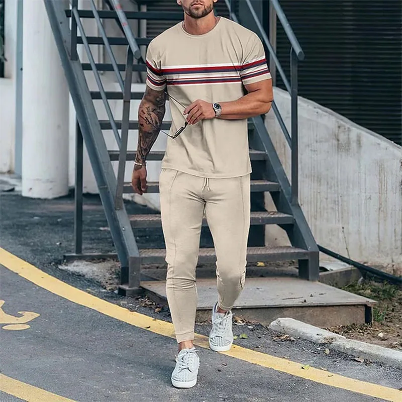 Fashion Short Sleeve T-shirt Long Pants Set 2023 Men T shirt Suit Tracksuit 3D Printed 2 Piece Outfits of Sportswear Streetwear