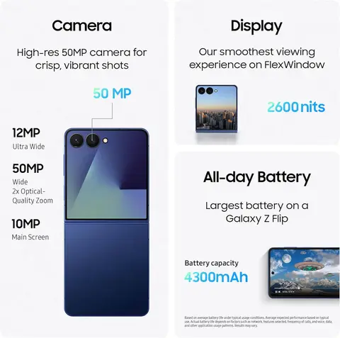 Смартфон Samsung Galaxy Z Flip7, 12/256ГБ, 12/512ГБ, global, Б/у