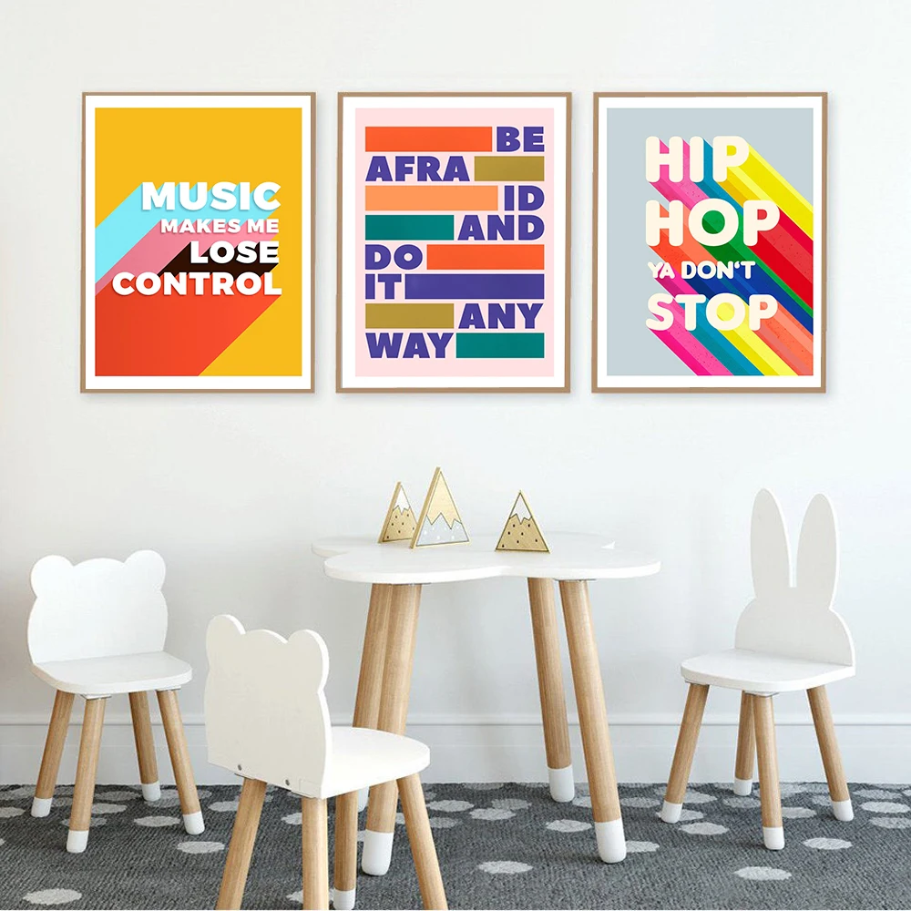 Абстрактные цветные тексты хип-хоп типографическая Настенная картина холст без