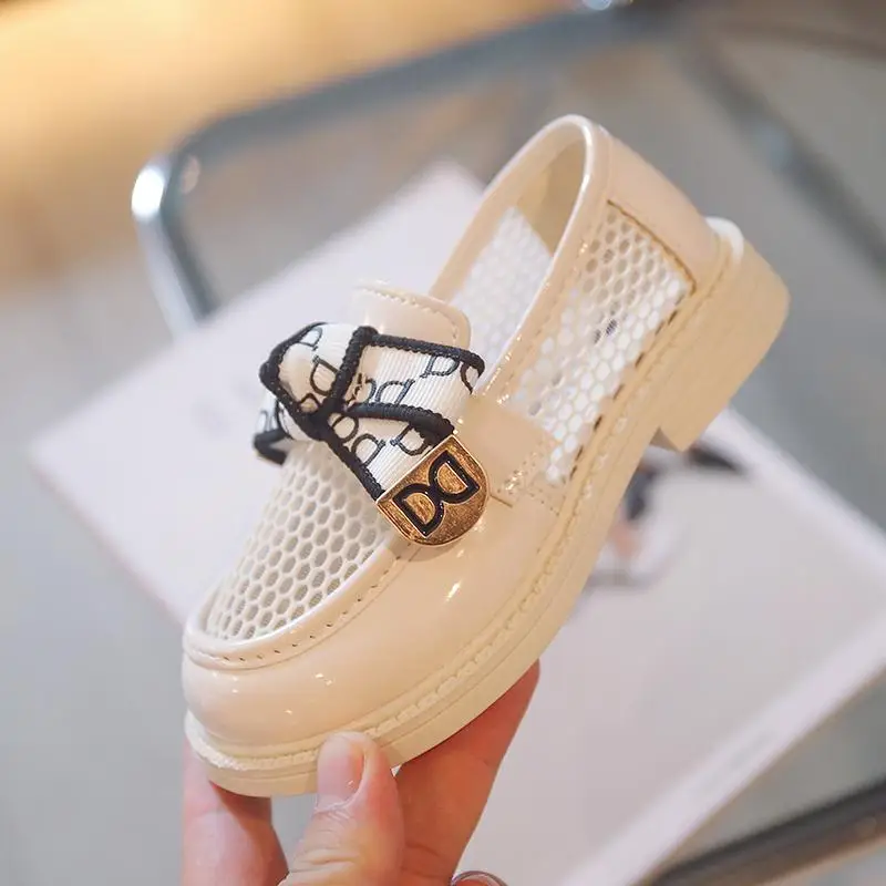 Summer Autumn New Cute Girls Bowtie Princess Shoes Sandals Mesh Leather Kids Breathable Flats Lace Gauze Mary Janes |