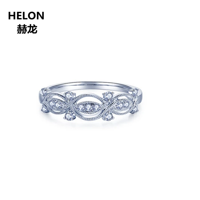 

Solid 10k White Gold 0.1ct SI/N Natural Diamonds Engagement Wedding Ring Women Party Anniversary Antique Vintage Ring