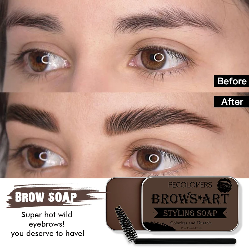 

PECOLOVERS Eyebrow Gel Wax Brow Soap 6 Color Tint Eyebrow Enhancer Natural Makeup Soap Brow Sculpt Lift Make-up for Women