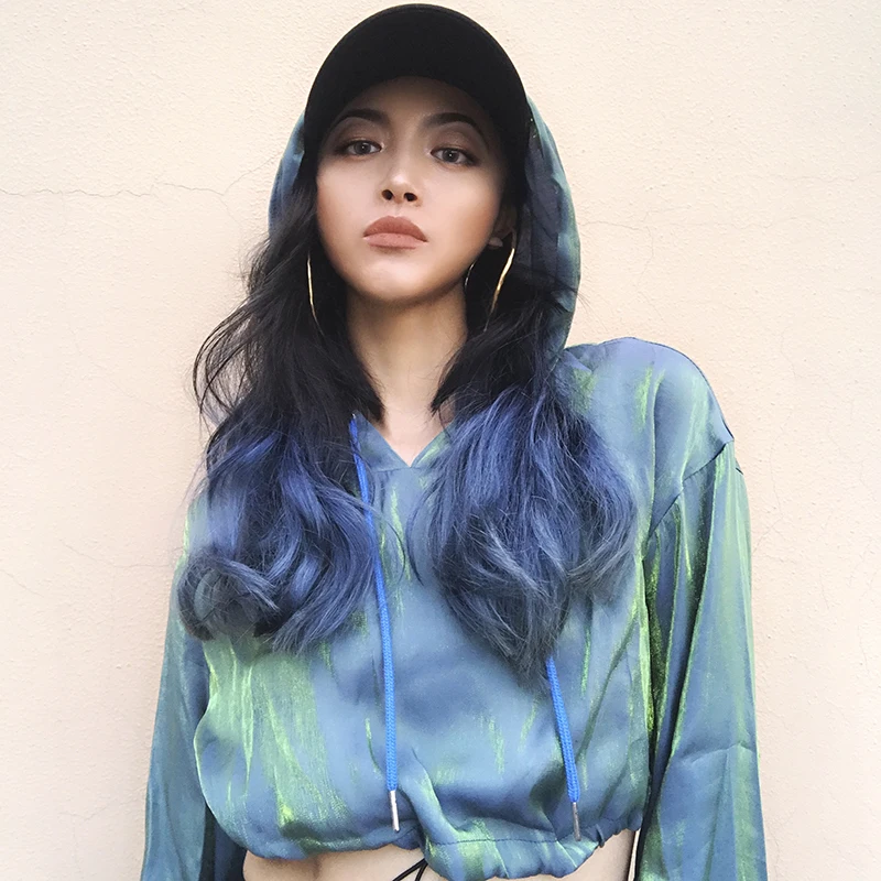 

Spring New Laser Sympony Hologram Hooded Hoodies Cut Fitted Pullovers