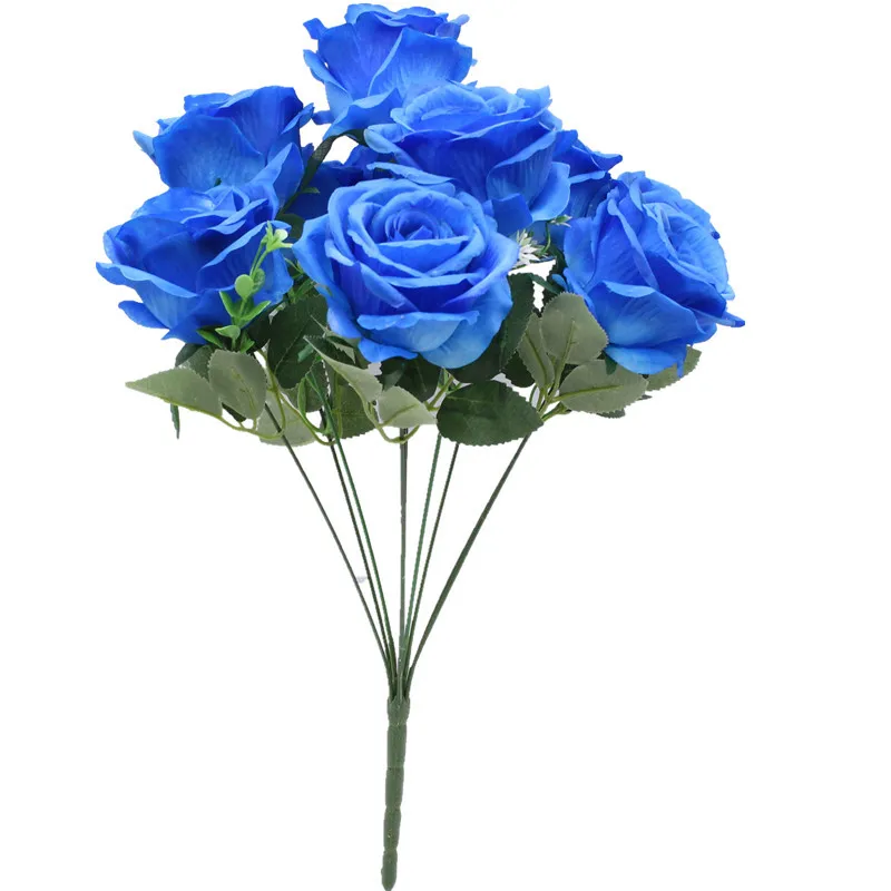 

Artificial Rose Silk Flower Arrangement Wedding Photography Bouquets Home Living Room Coffee Table Blue Pink Roses Bouquet Decor