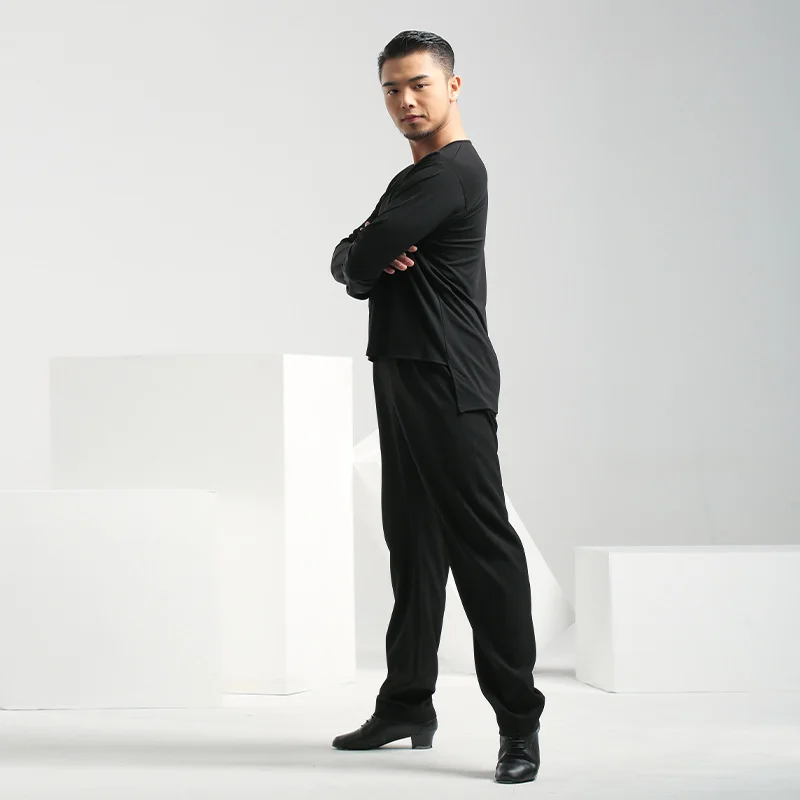 Мужские топы для латиноамериканских танцев 2022 тренировочная одежда с V-образным