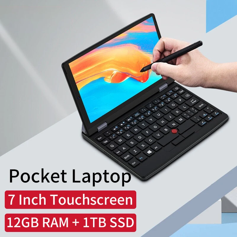 7 Inch Mini Laptop J4125 Notebook IPS Touch Screen Portable Netbook Win 10 Mini PC Micro Computer Bluetooth 4.2 12G RAM 1TB SSD