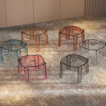 Modern Household Transparent Dining Chairs Fashionable Low Stools In The Living Room Stackable Plastic Bathroom Stools