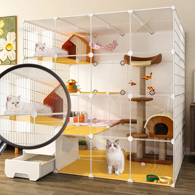 Домашняя комнатная кошачья клетка, очень большой кошачий домик в  скандинавском стиле, кошачий наполнитель, встроенная рамка для  скалолазания, очень большая кошачья вилла с свободным пространством |  AliExpress