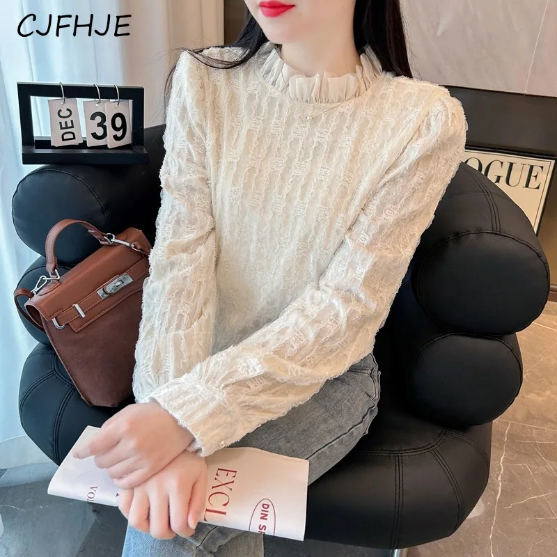 CJFHJE Новинка женская рубашка с французским бархатным низом универсальная