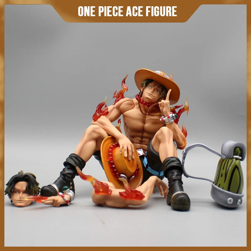 

One Piece Portgas D. Ace Anime Figure Sitting Posture Gk Statue Action Figurine Model Collection Doll Toys Gifts 14cm