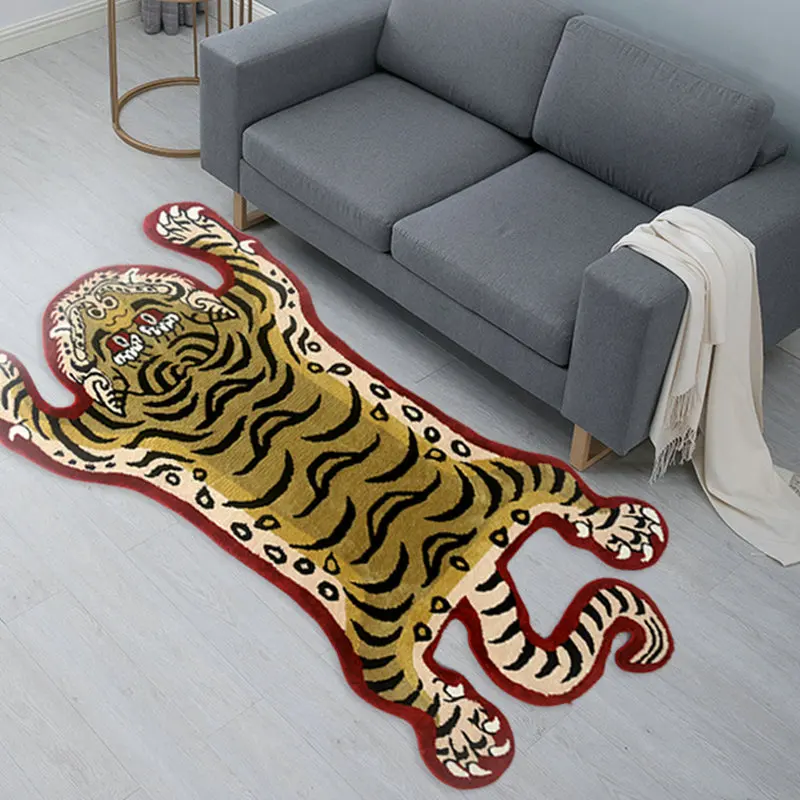 tibetan tiger carpet super soft tufted animal bedside carpet non slip absorbent bathroom mat home decor living room area rugs free global shipping