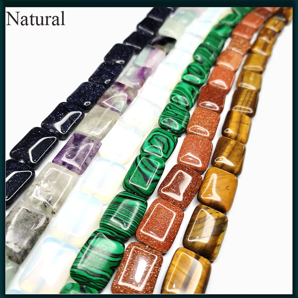 Квадратные бусины из натурального камня, черный агат, аметист, опал, синий, белый камень, бусины для браслетов, ювелирные изделия «сделай сам», аксессуары для ювелирных изделий 13x18x6 мм