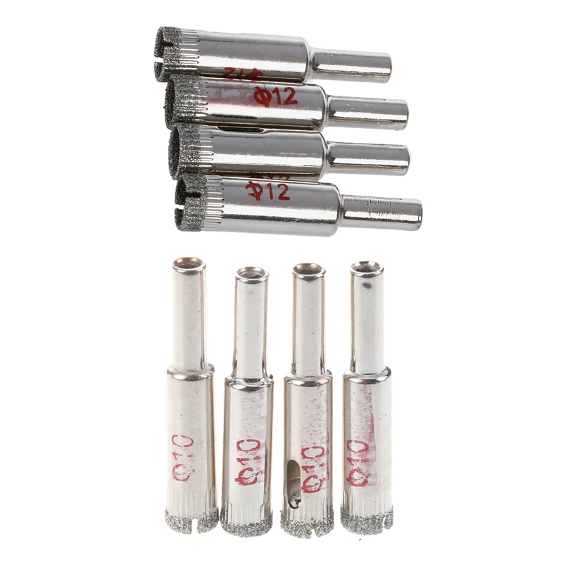 

Сверло с алмазным покрытием диаметром 12 мм и 10 мм, 8 шт.