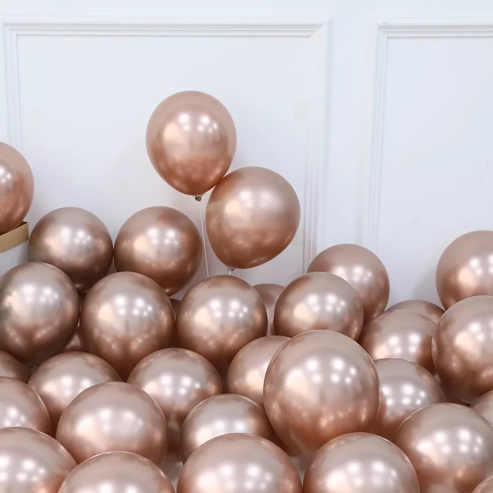 

20Pcs 5/10/12Inch Rose Gold Champagne Gold Chrome Balloons Chrome Metal Globos Birthday Party Wedding Decorations Baby Shower